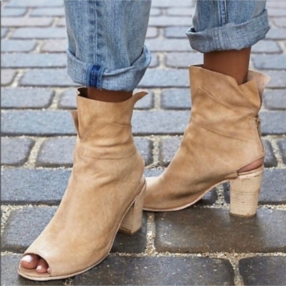 Free People Golden Road All Suede Leather Booties in Natural 37